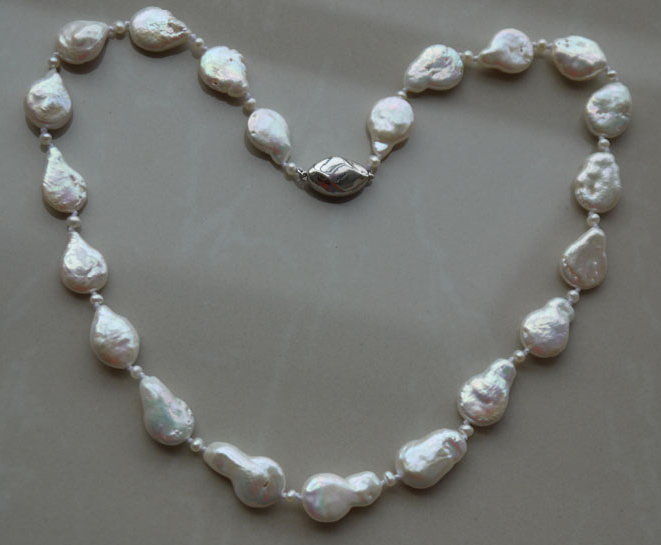 11-12 mm White Freshwater Baroque Pearl Necklace