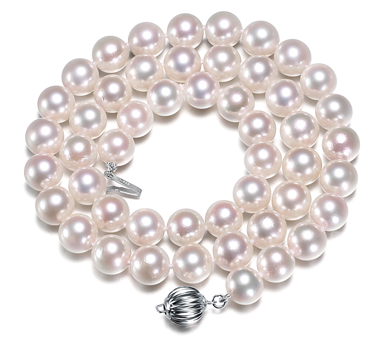 7-7.5 mm White Akoya Pearl Necklace AA+ Quality