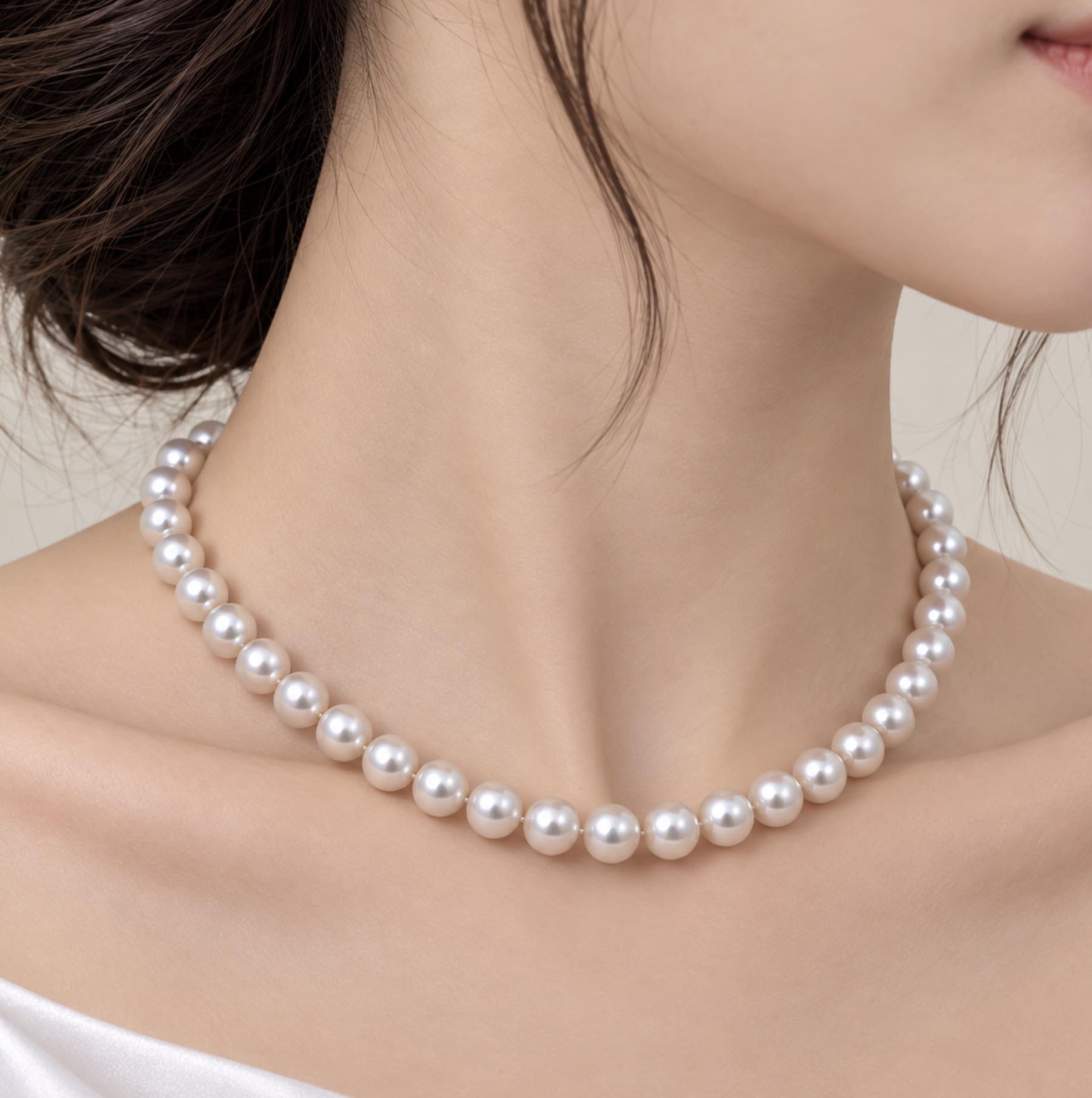 White Freshwater Pearl Necklace 8-9 mm AAA