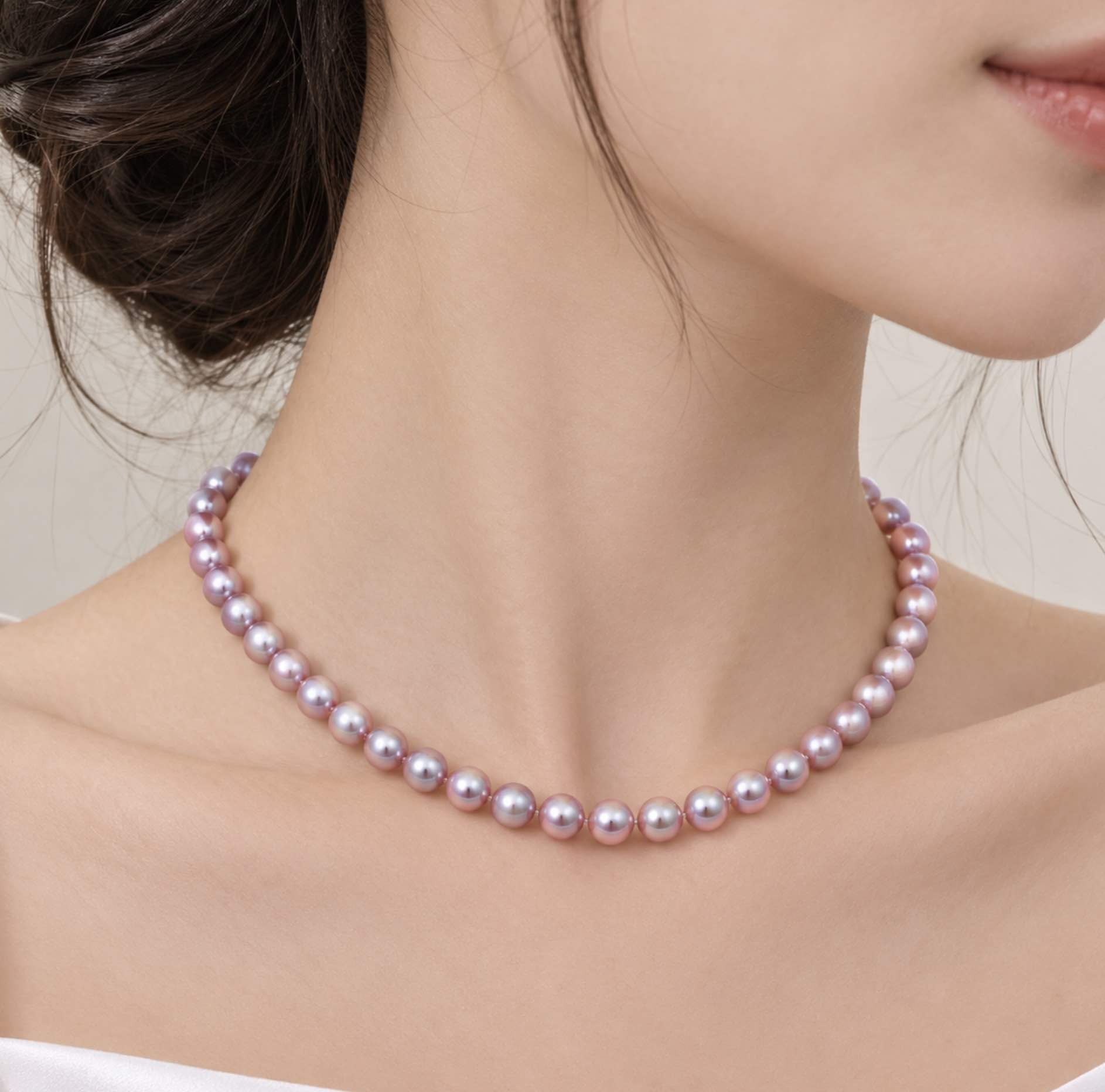 Lavender Freshwater Pearl Necklace 8-9 mm AAA