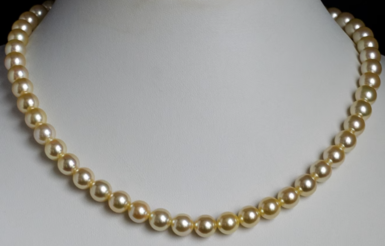 6-6.5 mm Golden Akoya Pearl Necklaces