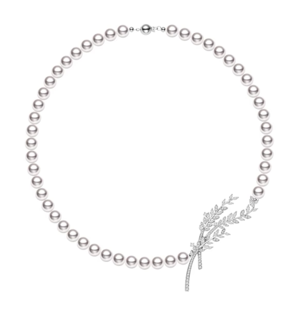 White Akoya Pearl and Diamonds Christina Necklace