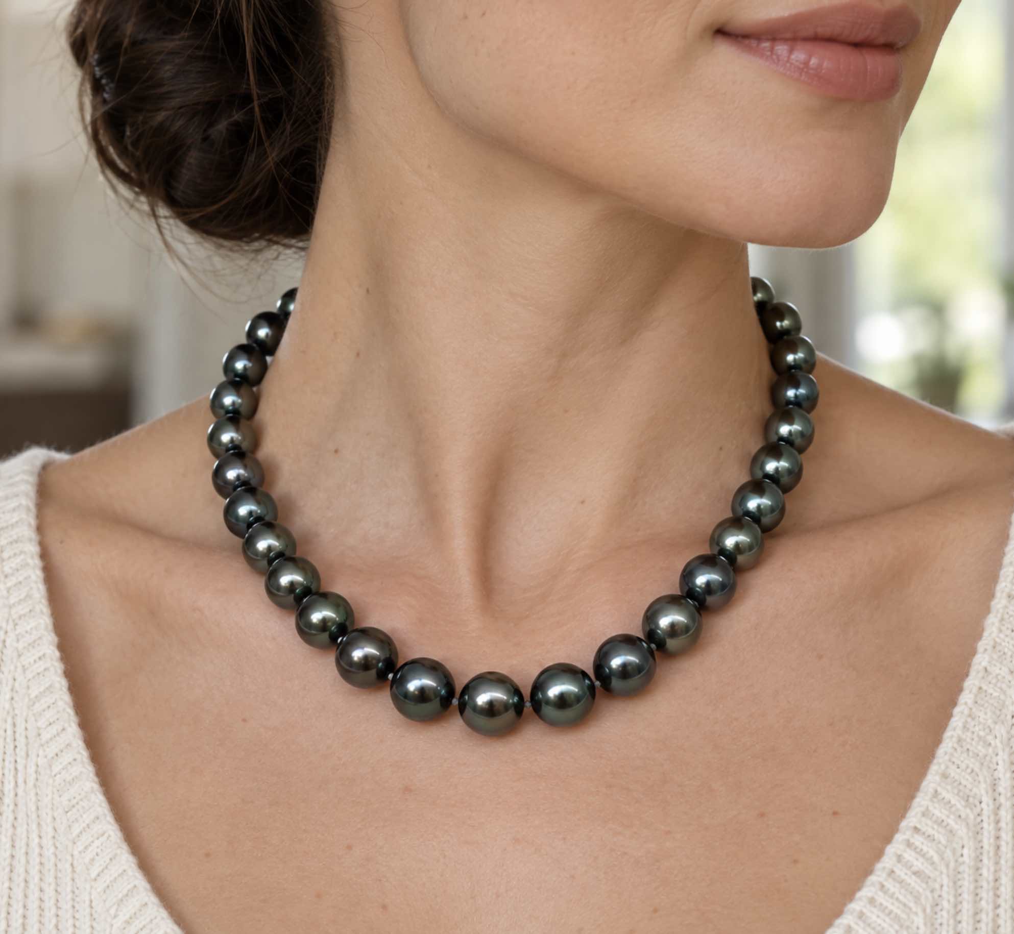 10-12 mm Round Tahitian Pearl Necklaces
