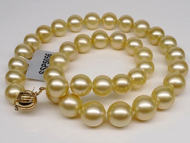 new 18" AAA 10-9 MM SOUTH SEA NATURAL GOLD  PINK  PEARL NECKLACE 14K CLASP 
