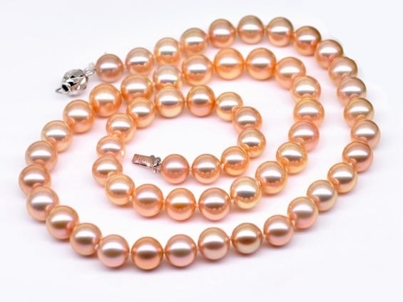 6-7 mm Pink/Peach Freshwater Pearl Set 14K Gold