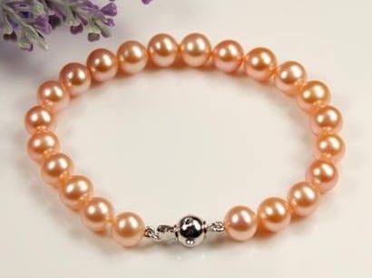 6-7 mm Pink/Peach Freshwater Pearl Set 14K Gold