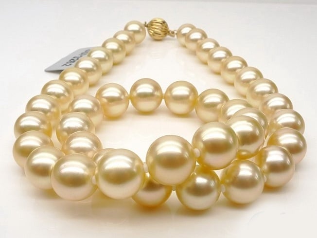 9-10 mm Golden South Sea Pearl Necklace AA+