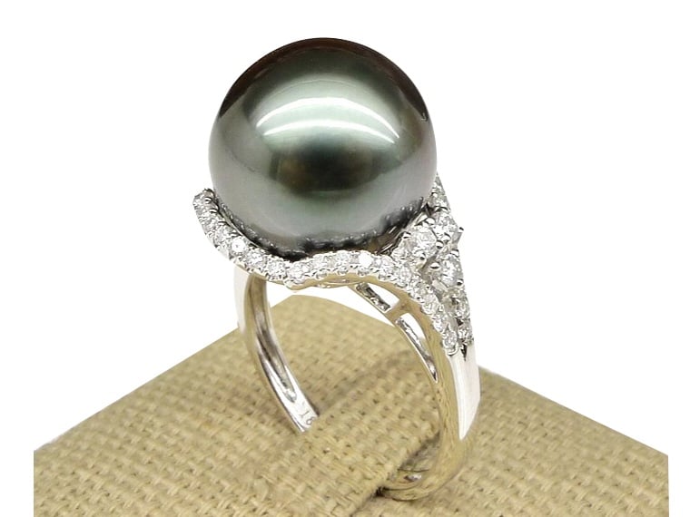 Maggie Tahitian Pearl and Diamond Ring