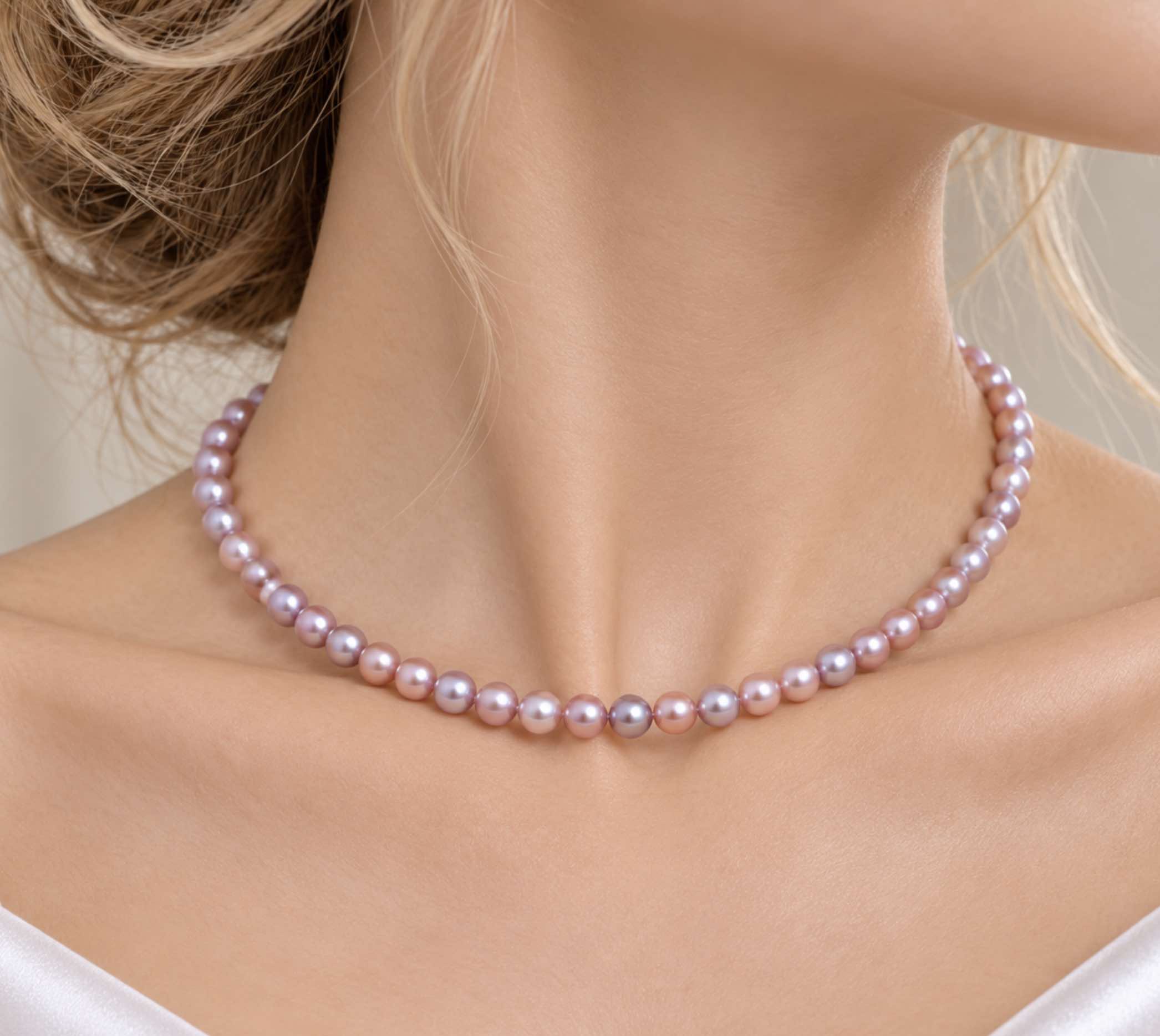 Lavender Pearl Necklace 6.5-7 mm AA+