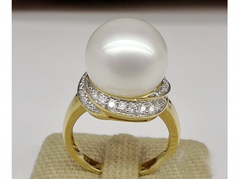 Jacqueline South Sea Pearl and Diamond Ring