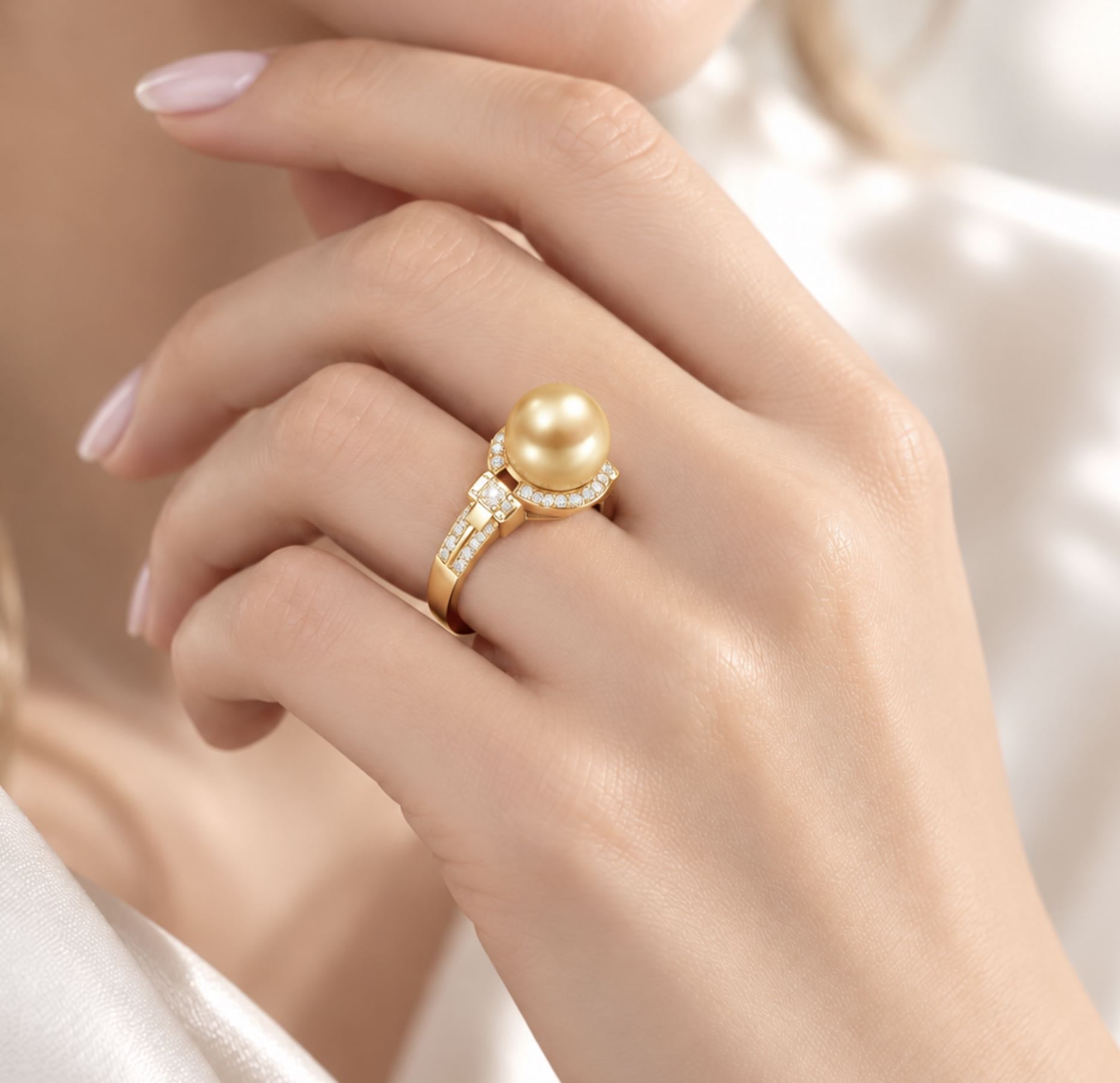 South Sea Pearl and Diamond Eleanor Ring