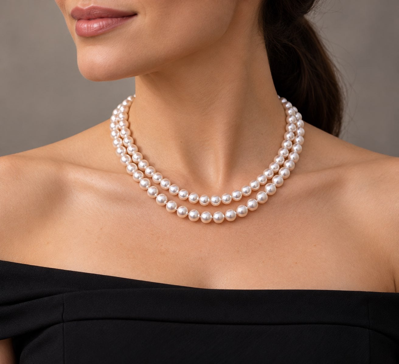 8.5-9 mm Double-Strand White Akoya Pearl Necklace