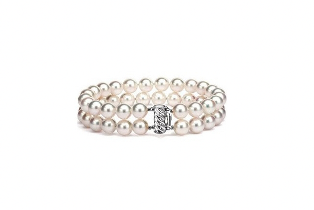 6-10 mm White Double Strand Pearl Bracelet