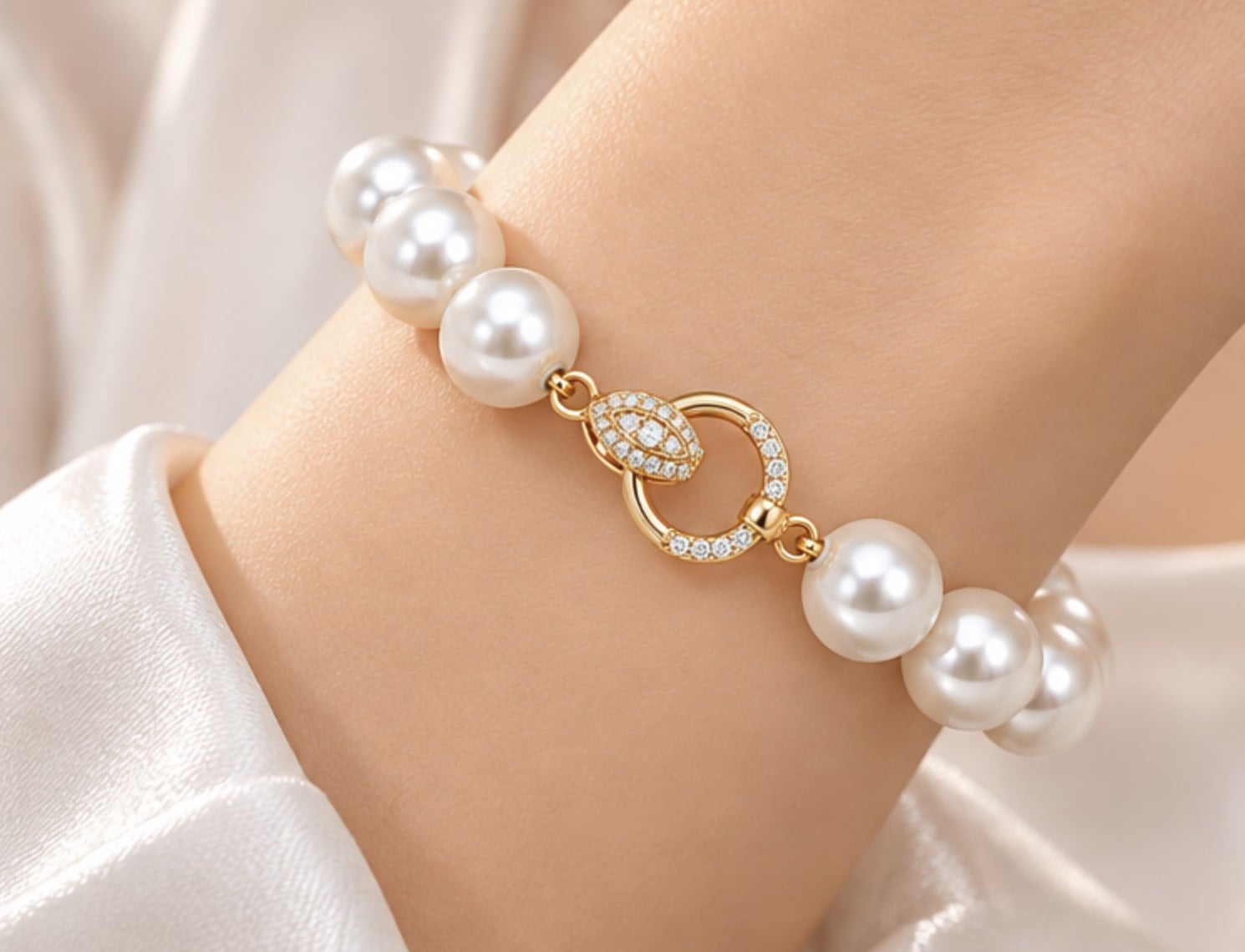 18K Gold AAA South Sea Pearl and 0.36CT Diamond Bracelet