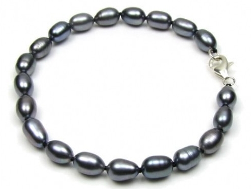Black Freshwater Drop Pearl Bracelet