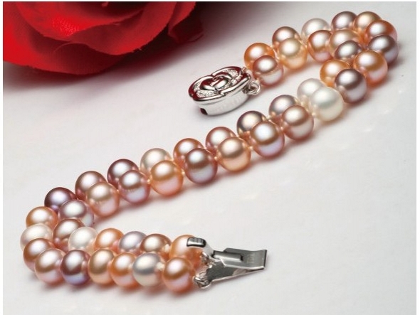 6-10 mm Multicolor Double Strand Pearl Bracelet