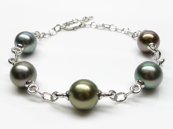 Round Tahitian Pearl Aleena Tincup Bracelet 14K/18K Gold