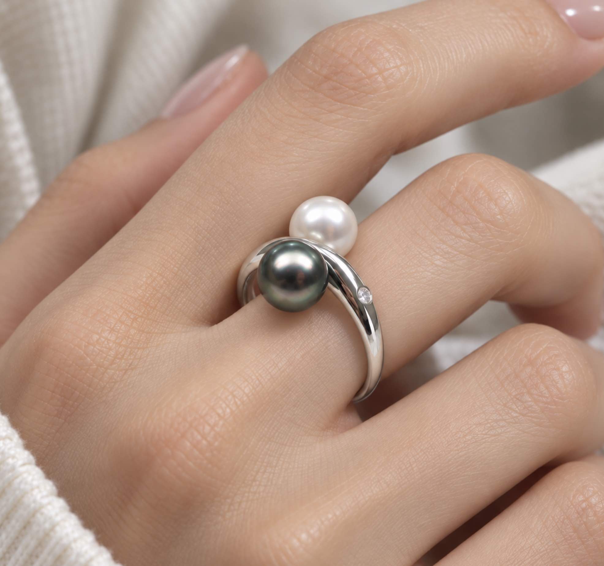 Tahitian and South Sea Pearl and Diamond Ashlynn Ring