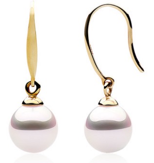 7-7.5 mm White Akoya Pearl Dangle Earrings