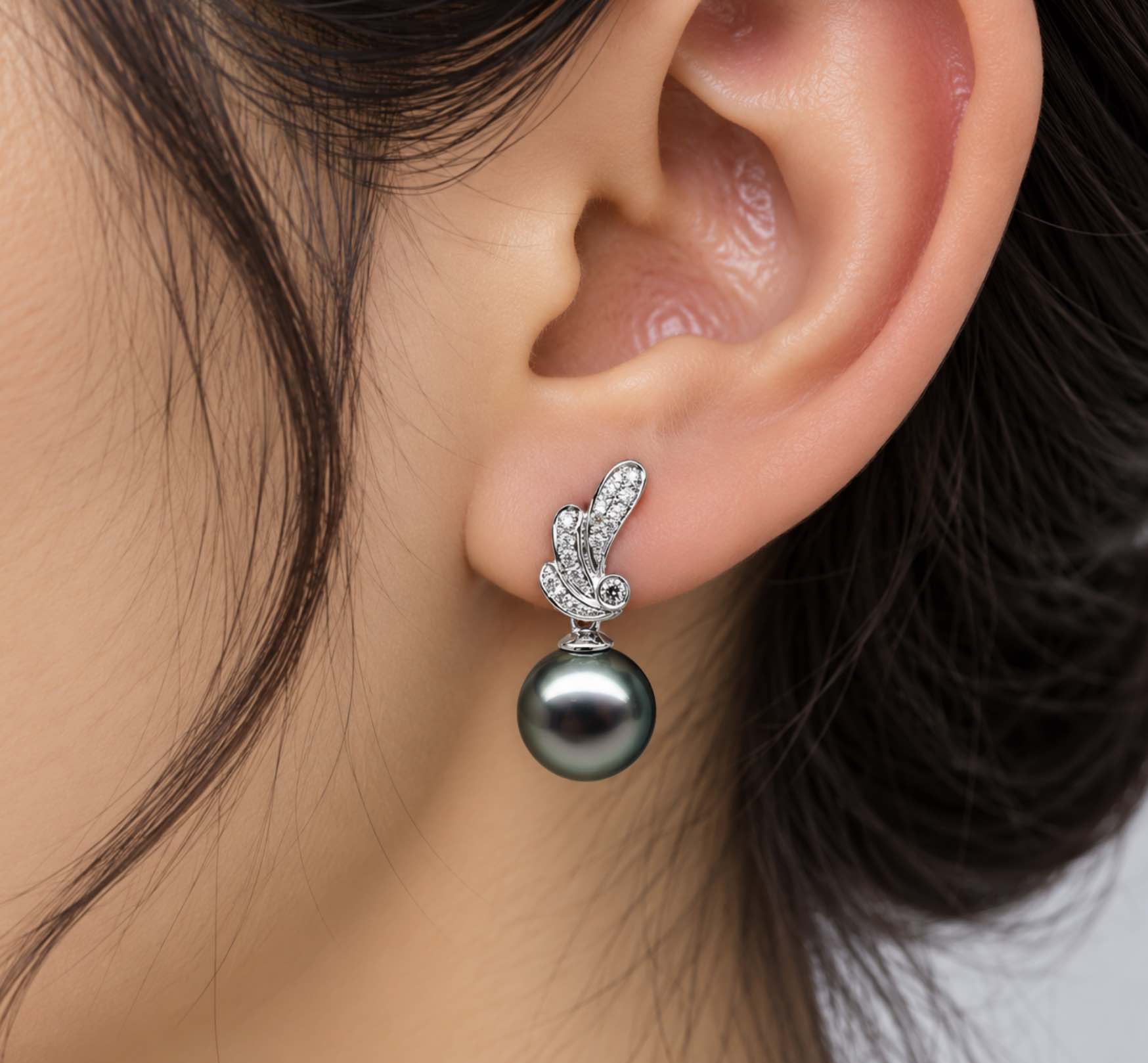 Lucien Tahitian Pearl and Diamond Earrings