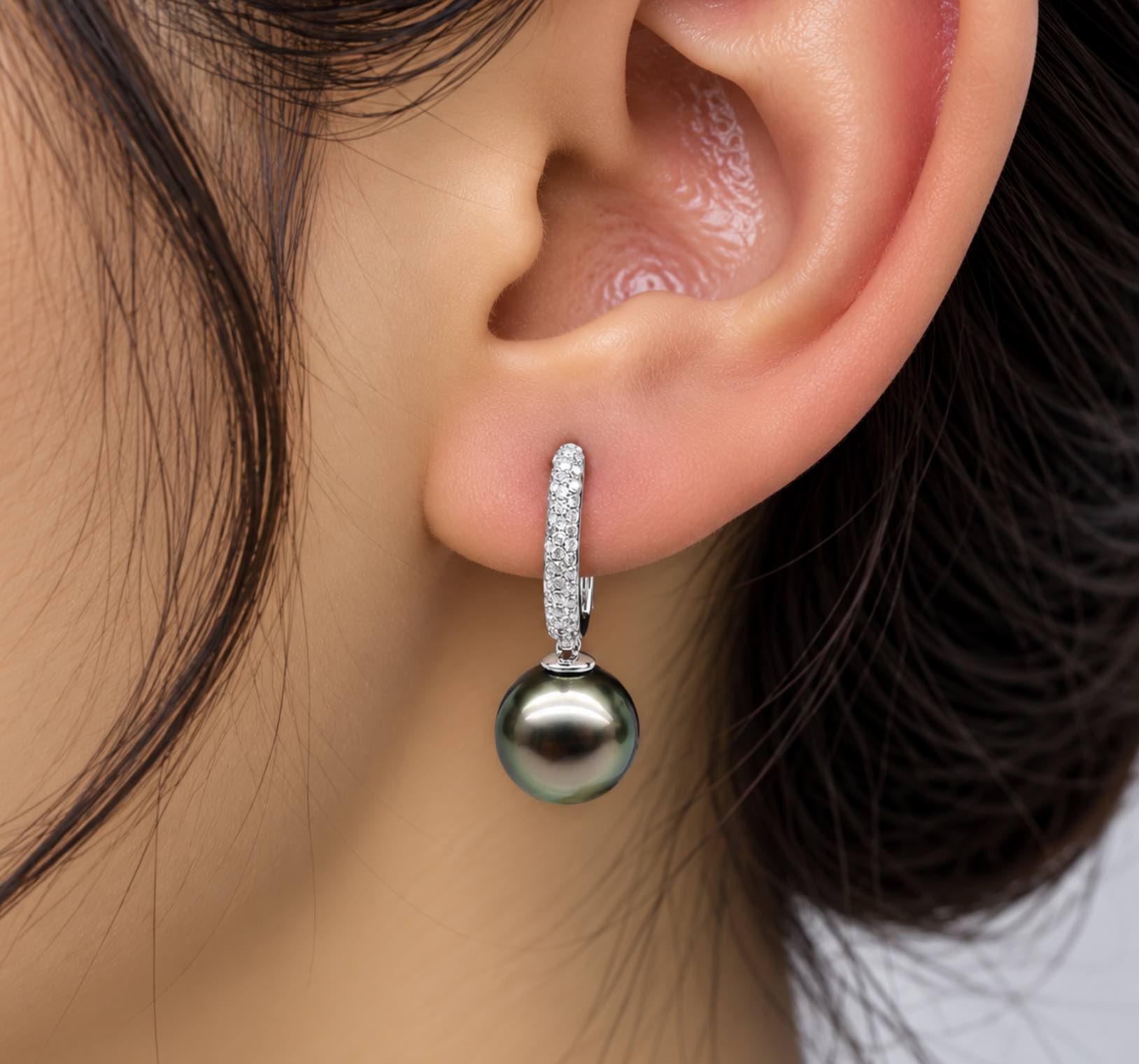 Kitty Tahitian Pearl and Diamond Earrings
