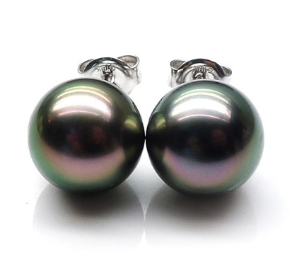 9-10 mm Tahitian Pearl Stud Earrings AA+