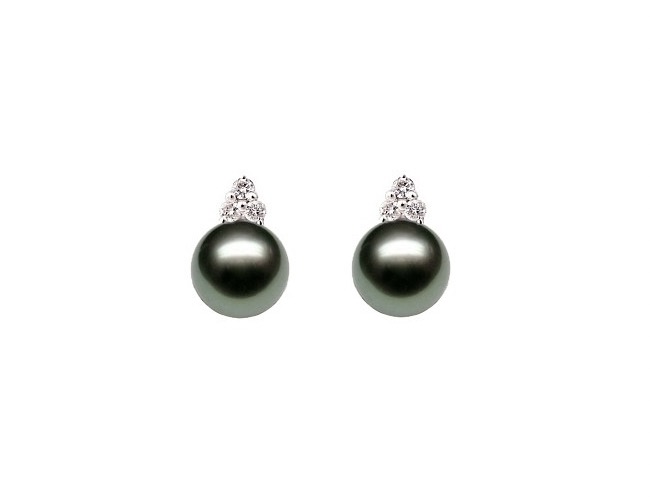 Julia Black Tahitian Pearl and Diamond Earrings