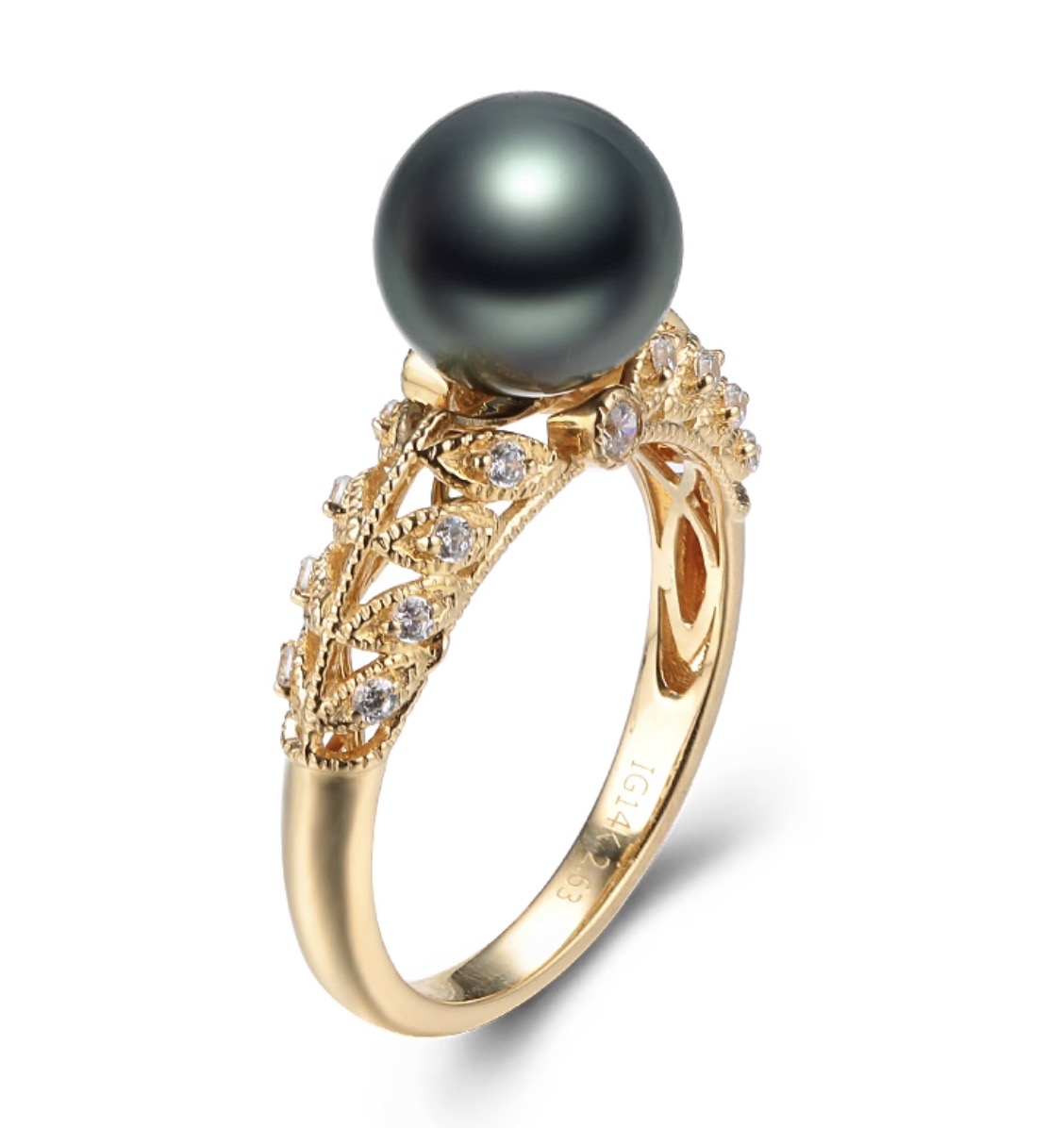 WHITE GOLD AND BLACK PEARL RING - Howard's Jewelry Center