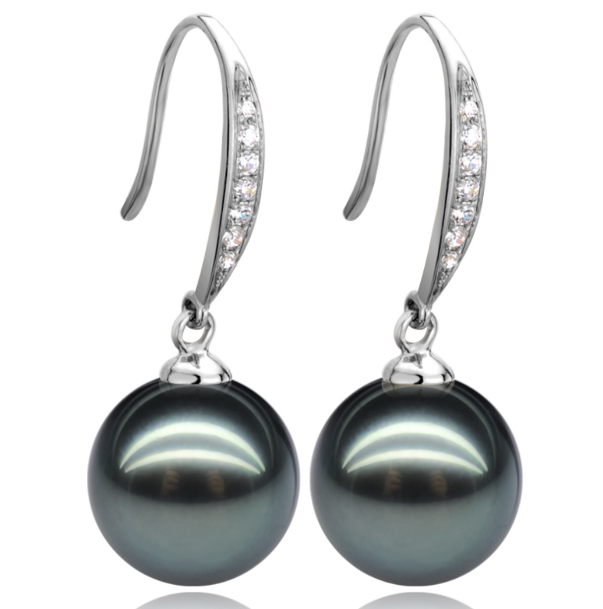 14K or 18K Gold Tahitian Pearl Diamond Chana Earrings