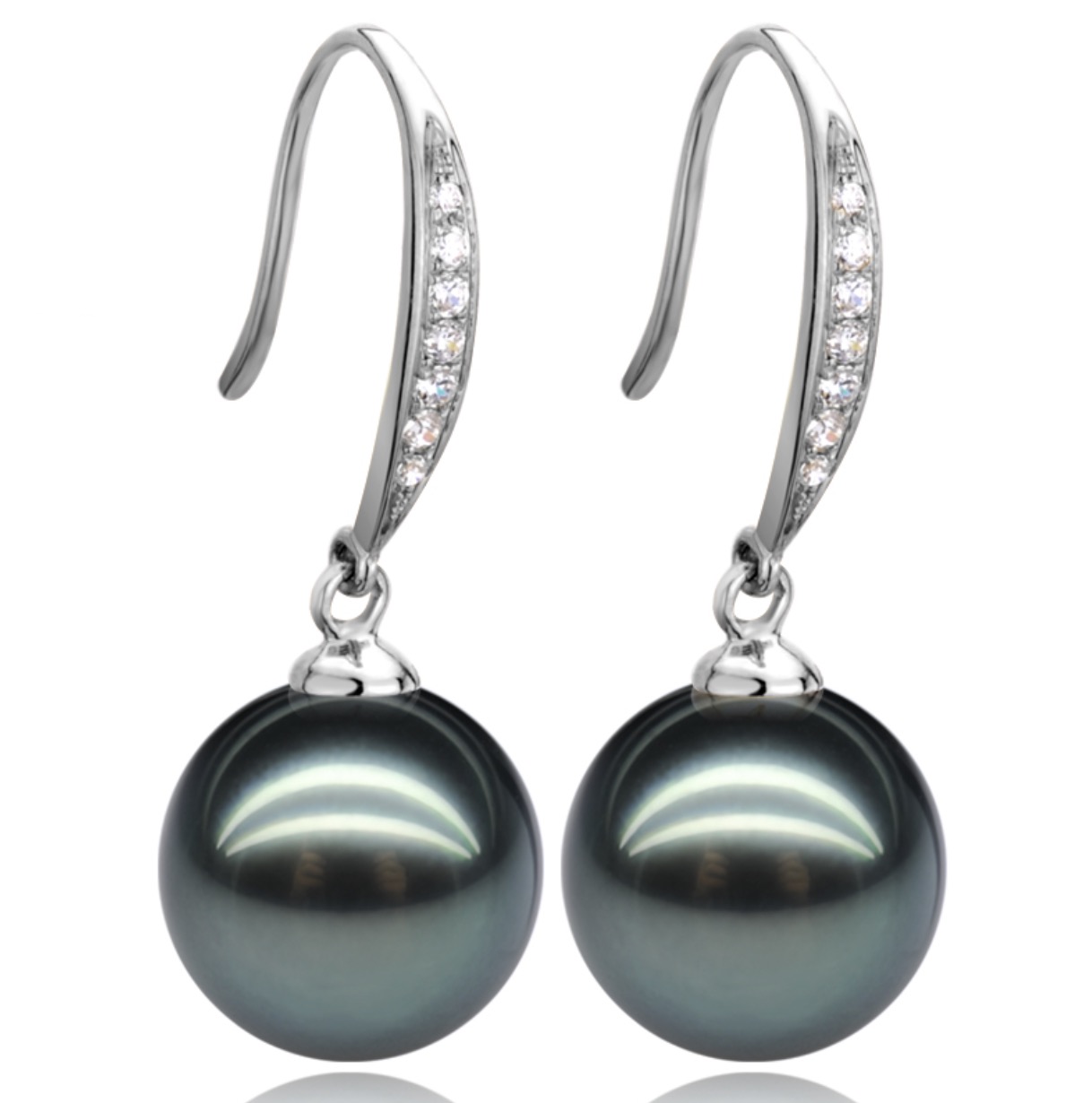 9-15 mm Tahitian Pearl & Diamond Dangling