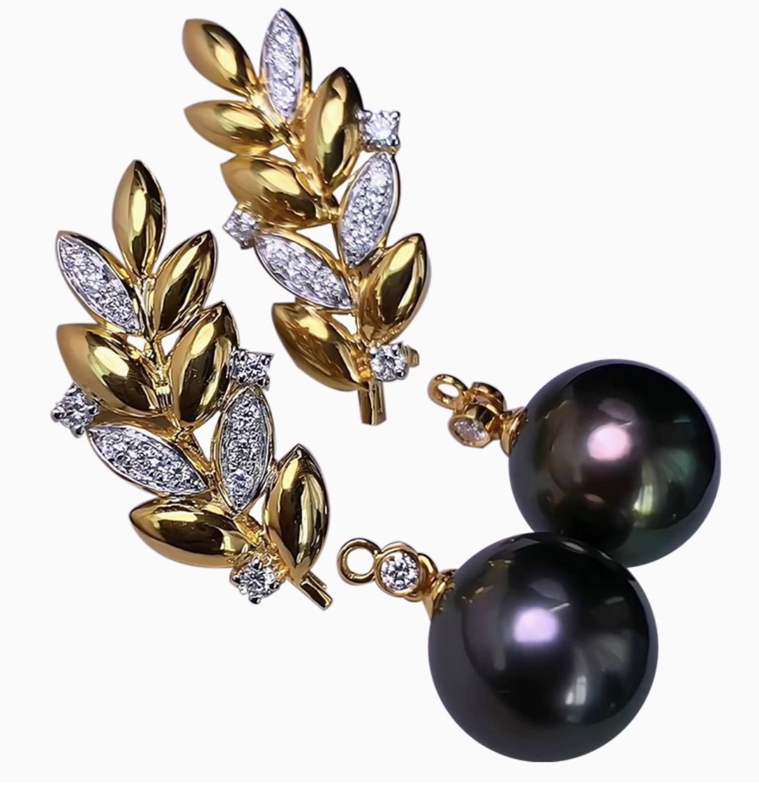Tahitian Pearl and Diamonds Raelynn Earrings