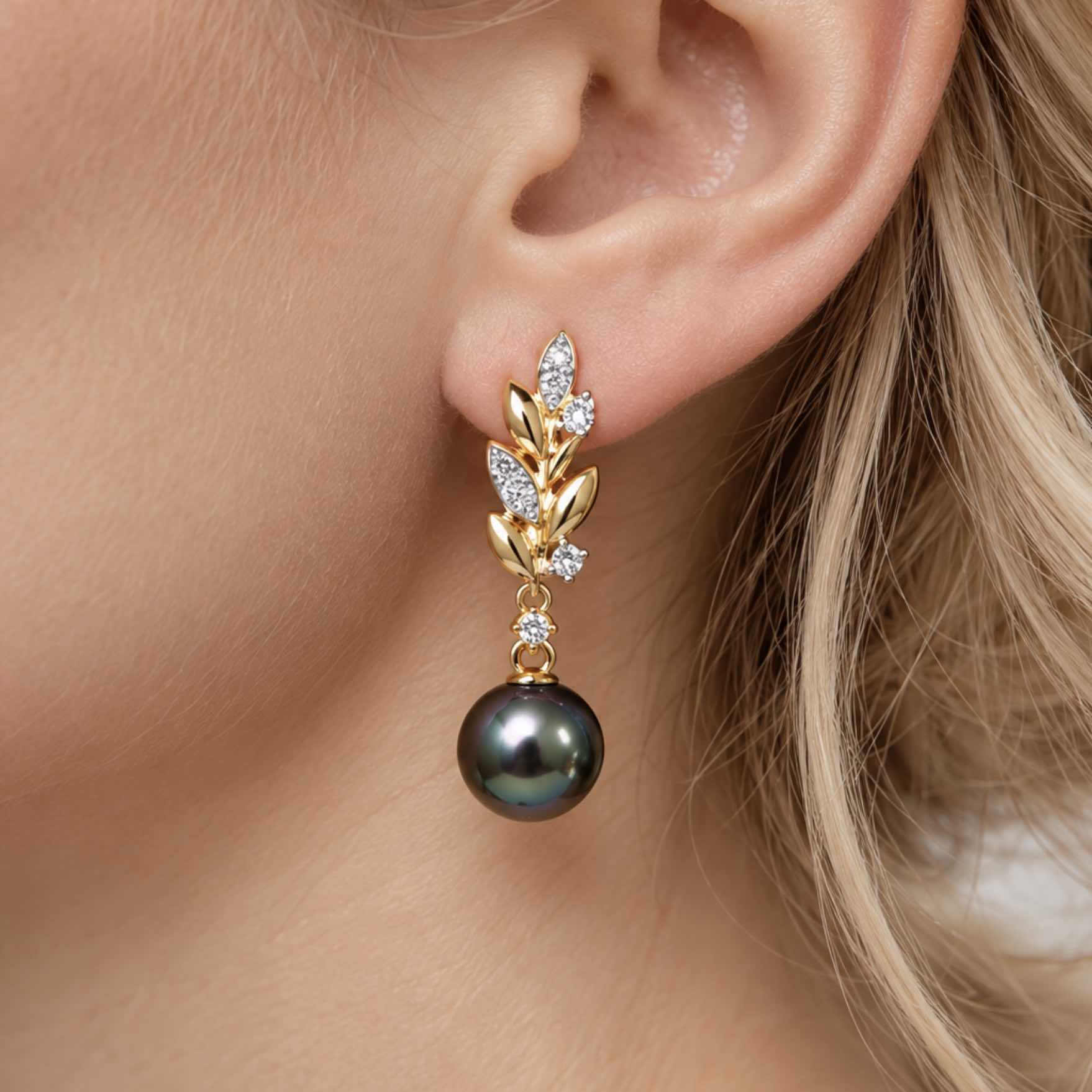 Tahitian Pearl and Diamonds Raelynn Earrings