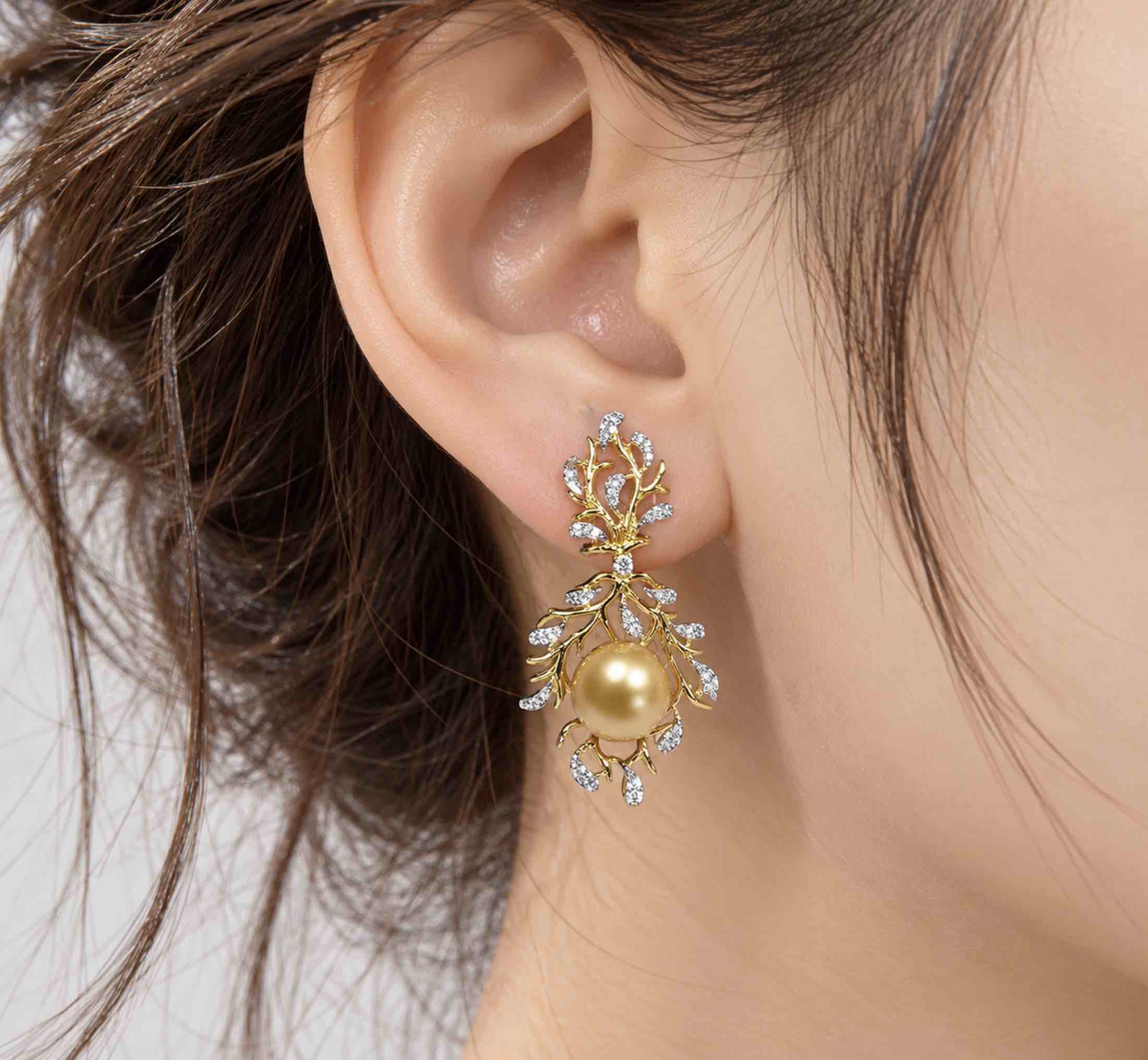 South Sea Pearl and Diamond Giselle Earrings