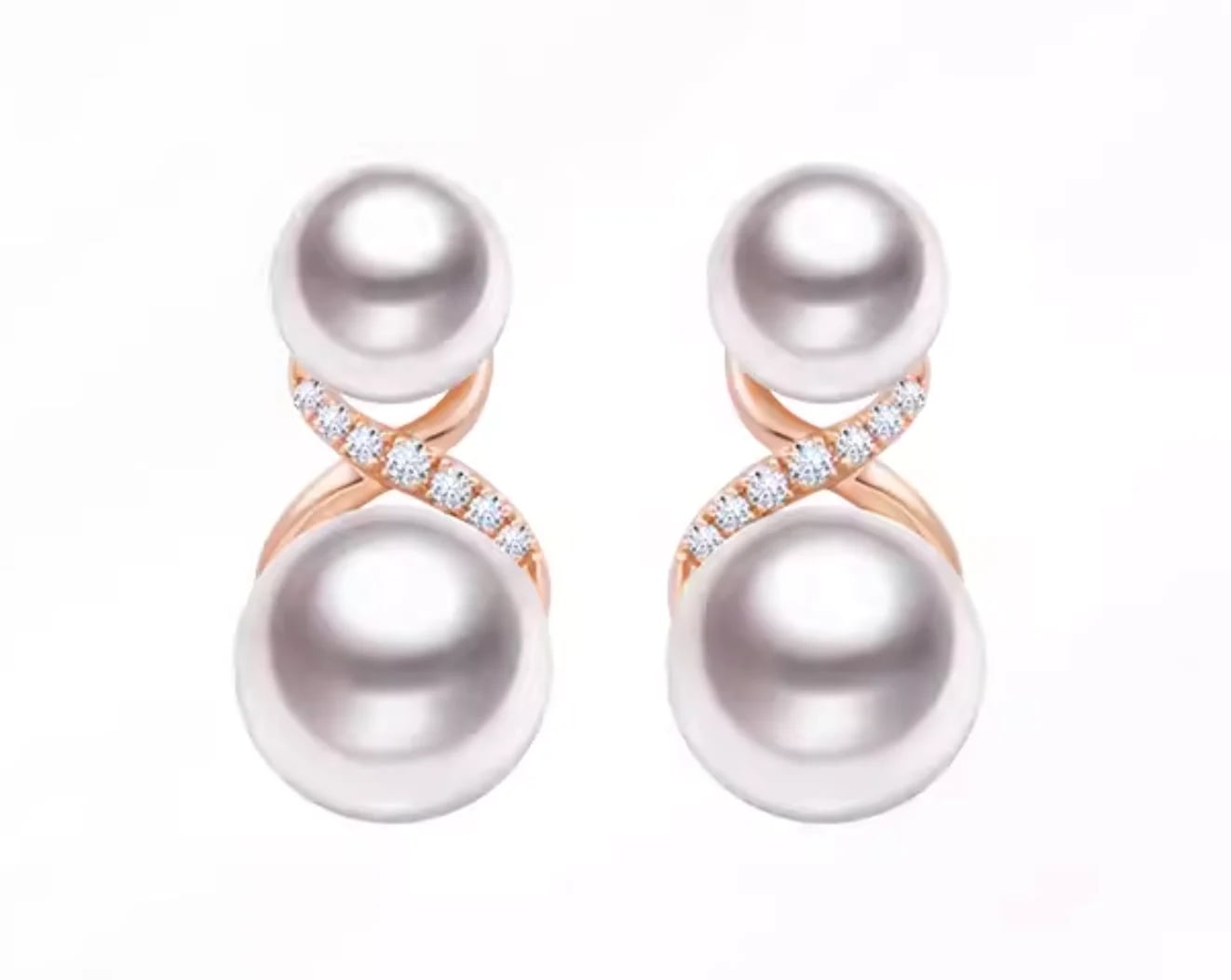 South Sea and Akoya Pearl and Diamond Egypt Earrings