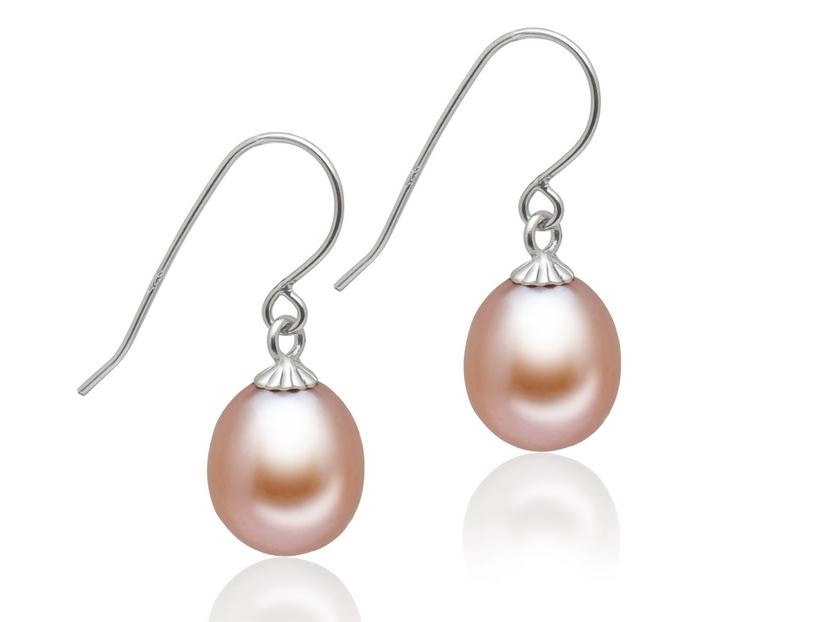 Pink/Peach Drop Freshwater Pearl Dangle Earrings