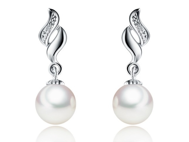 Joshua Akoya Pearl and Diamond Earrings