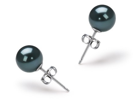 6.5-7.0 mm Black Akoya Pearl Stud Earrings