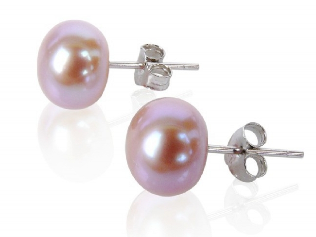 Lavender Freshwater Pearl Earrings 9 10 mm AA L03476VJ 55.99