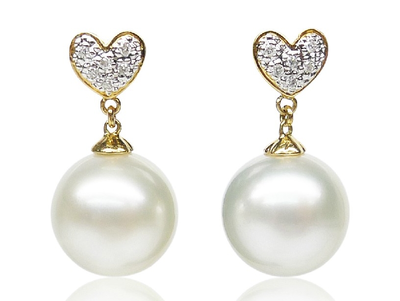 White Akoya Pearl and Diamond Earrings