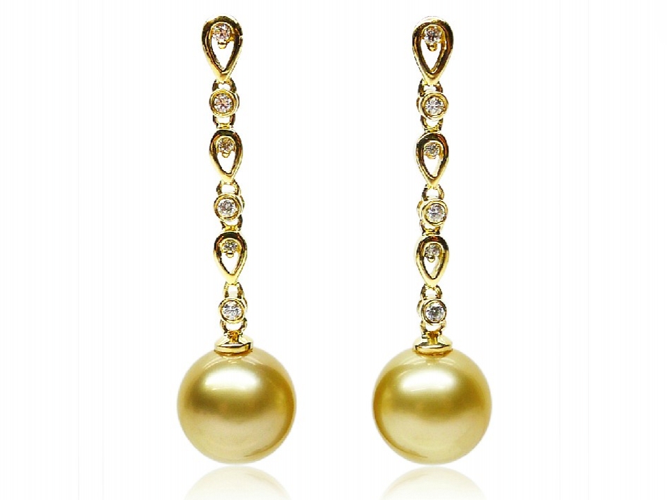 Melia South Sea Pearl and Diamond Earrings