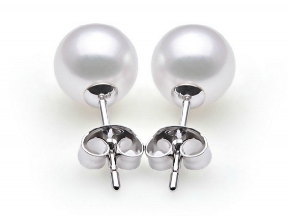White Akoya Stud Pearl Earrings 7.5-8 mm AAA