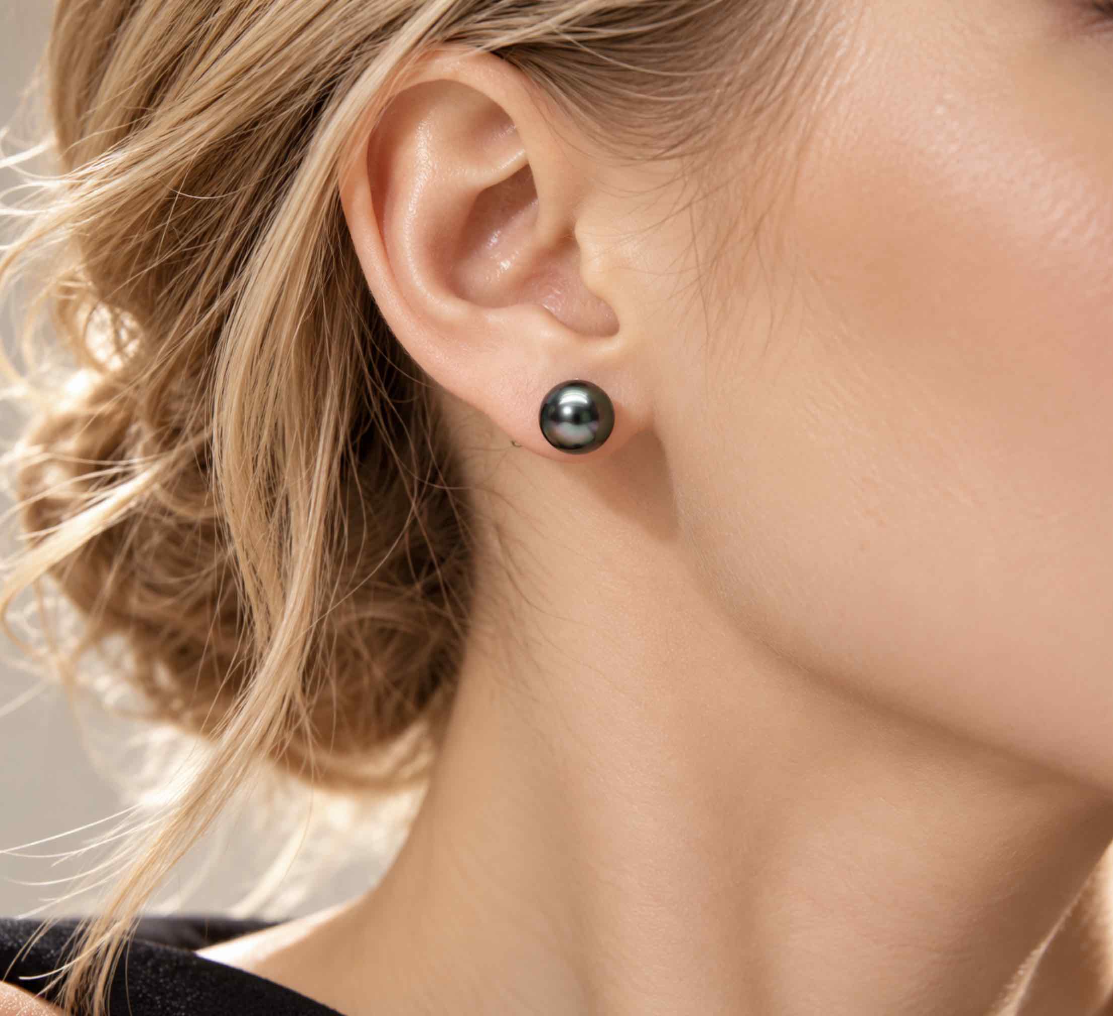 10-11 mm AAA Tahitian Pearl Stud Earrings