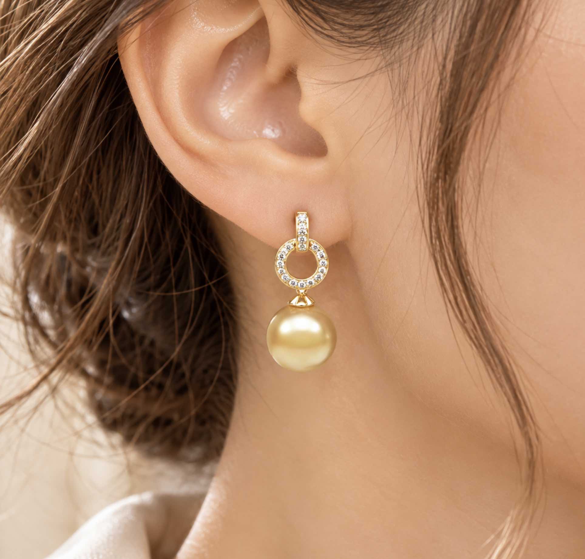 Genevieve South Sea Pearl and Diamond Earrings
