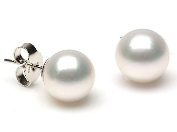 9-10 mm White South Sea Pearl Studs Earrings AA+