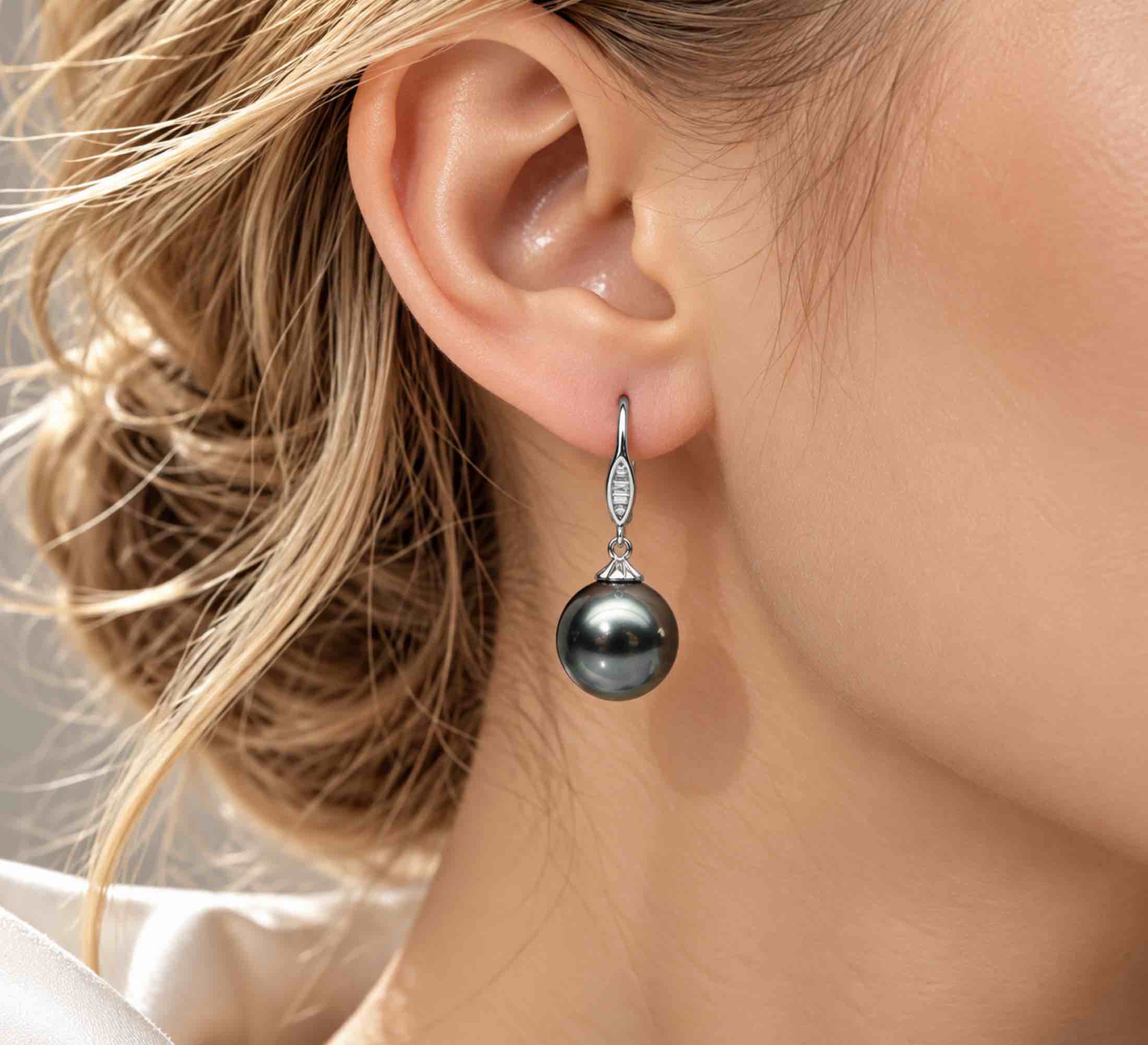 Barry Tahitian Pearl and Diamond Earrings