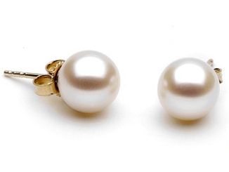 8-9 mm White Freshwater Pearl Stud Earrings