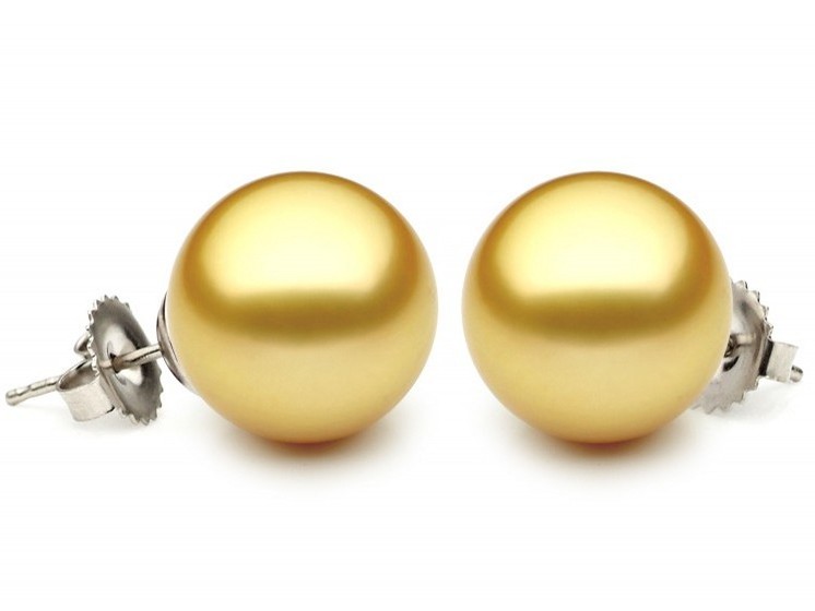 9-10 mm Golden South Sea Studs Earrings AAA