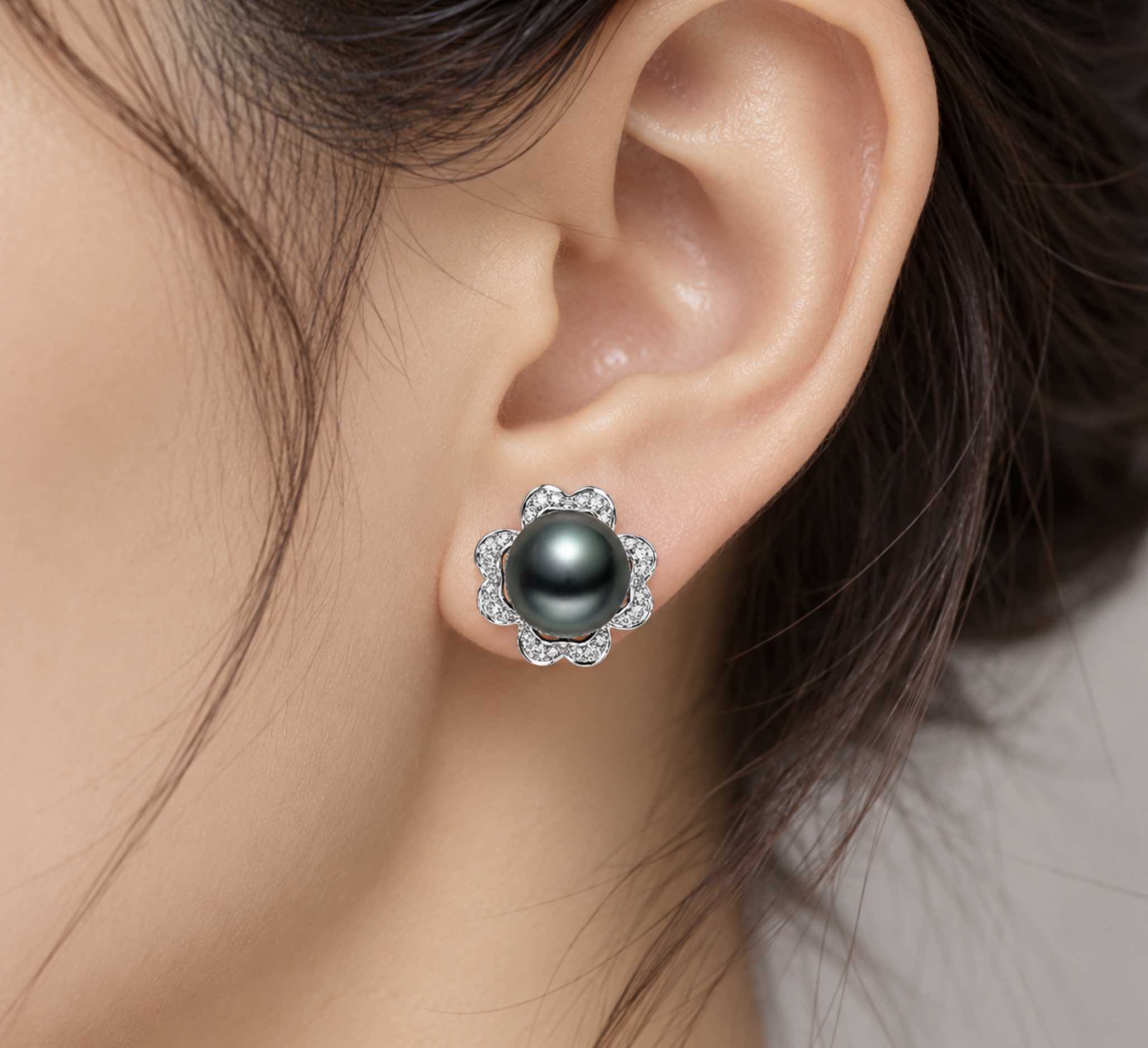 Merlin Tahitian Pearl and Diamond Earrings