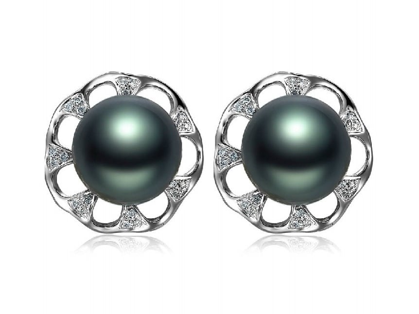 Kerr Tahitian Pearl and Diamond Earrings