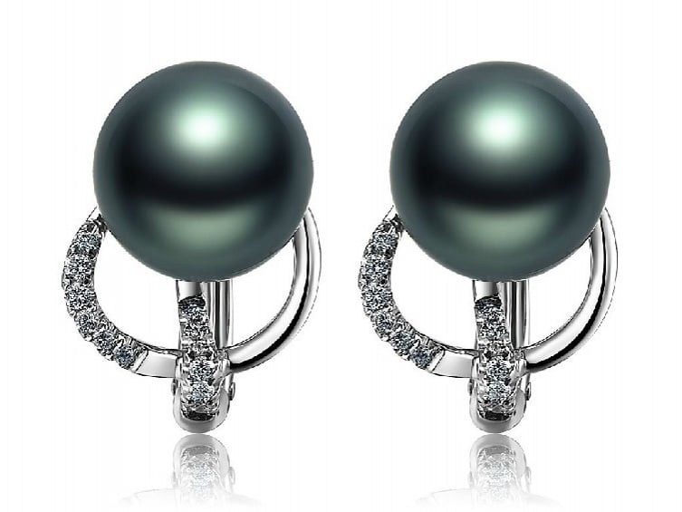 Isidore Tahitian Pearl and Diamond Earrings